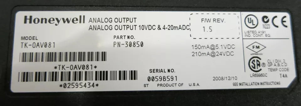 HONEYWELL|TK-OAV081 |8 Kanallı Analog Çıkış Modülü