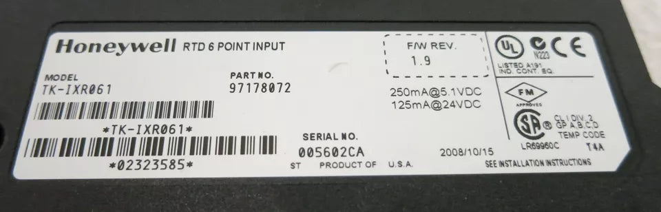 HONEYWELL|TK-IXR061|6 Kanallı Yedekli Analog Giriş Modülü