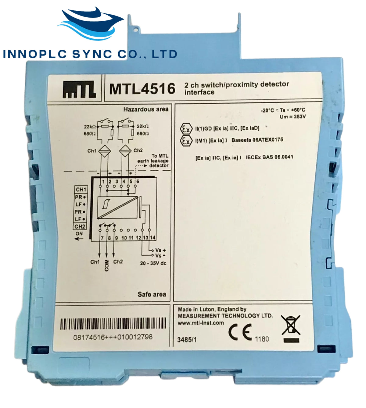 Mtl Instruments Plc MTL Instruments|MTL4016|Switch-Operated Relay Module